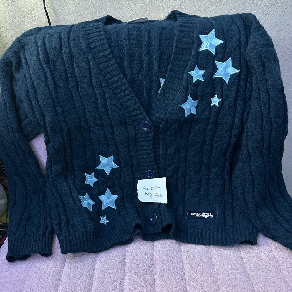 Taylor Swift Midnights OFFICIAL Cardigan with Blue Star Patches
